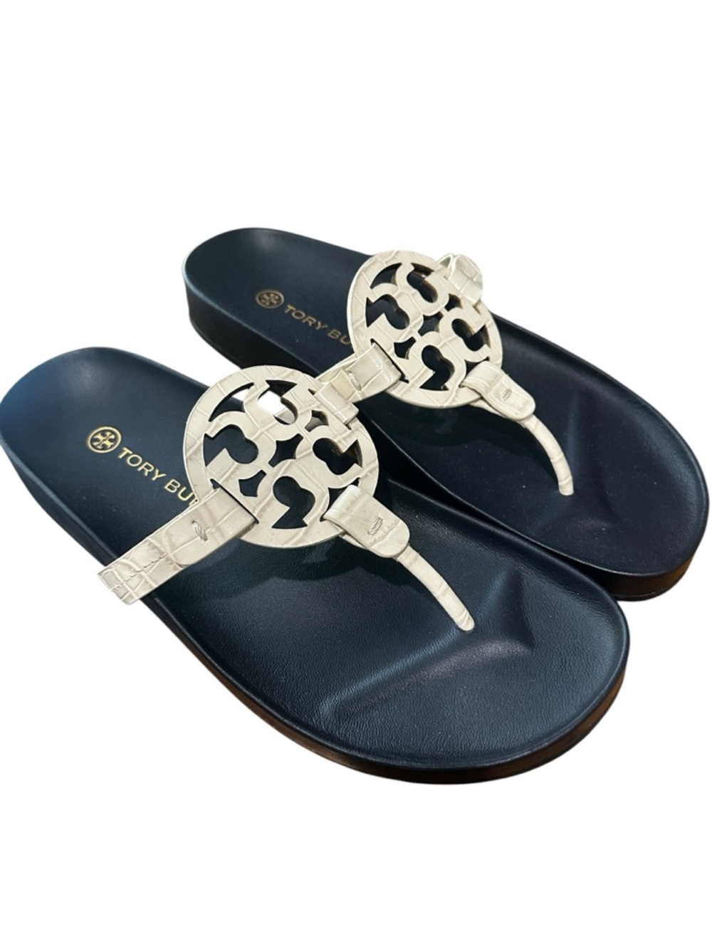 Tory Burch Ivory cloud Miller Thong Sandals - Ivory/navy